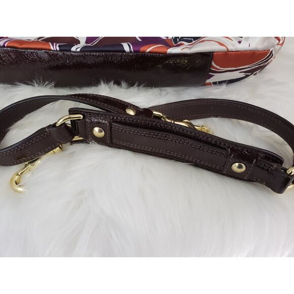 GORGEOUS COACH Ashley Logo Scarf Print Sateen Purple Brown Tote Bag Purse F20113 - Picture 2 of 13